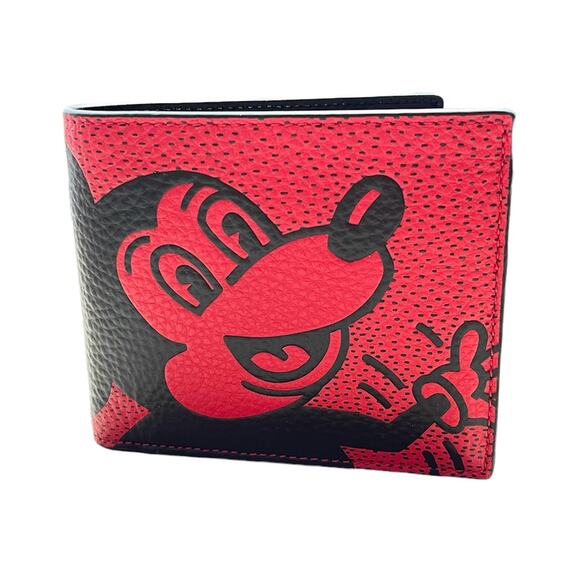 Coach Disney Mickey Mouse X Keith Haring 3 In 1 Wallet Red Black - Picture 2 of 12